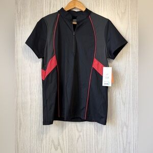Kerrits Women’s Sport Tech Riding Shirt Black/Red Size Large NWT